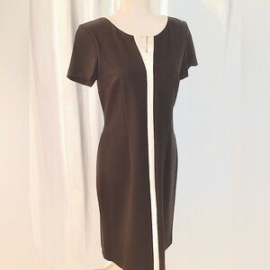 Talbots Black & Ivory Refined Ponte Sheath Dress